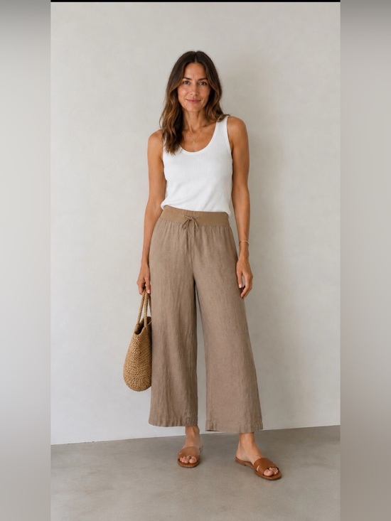 Eileen Fisher Pants - Eileen Fisher Organic Linen Wide Leg Pants Size Small Neutral Tan